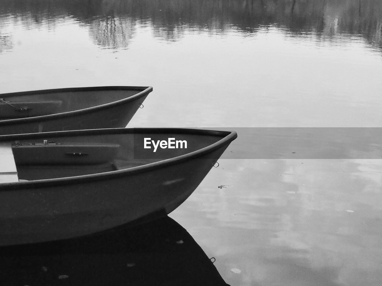 Empty boats on lake