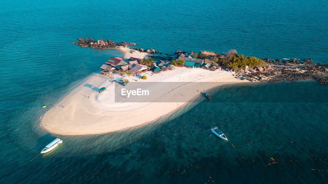 HIGH ANGLE VIEW OF BEACH AGAINST SEA