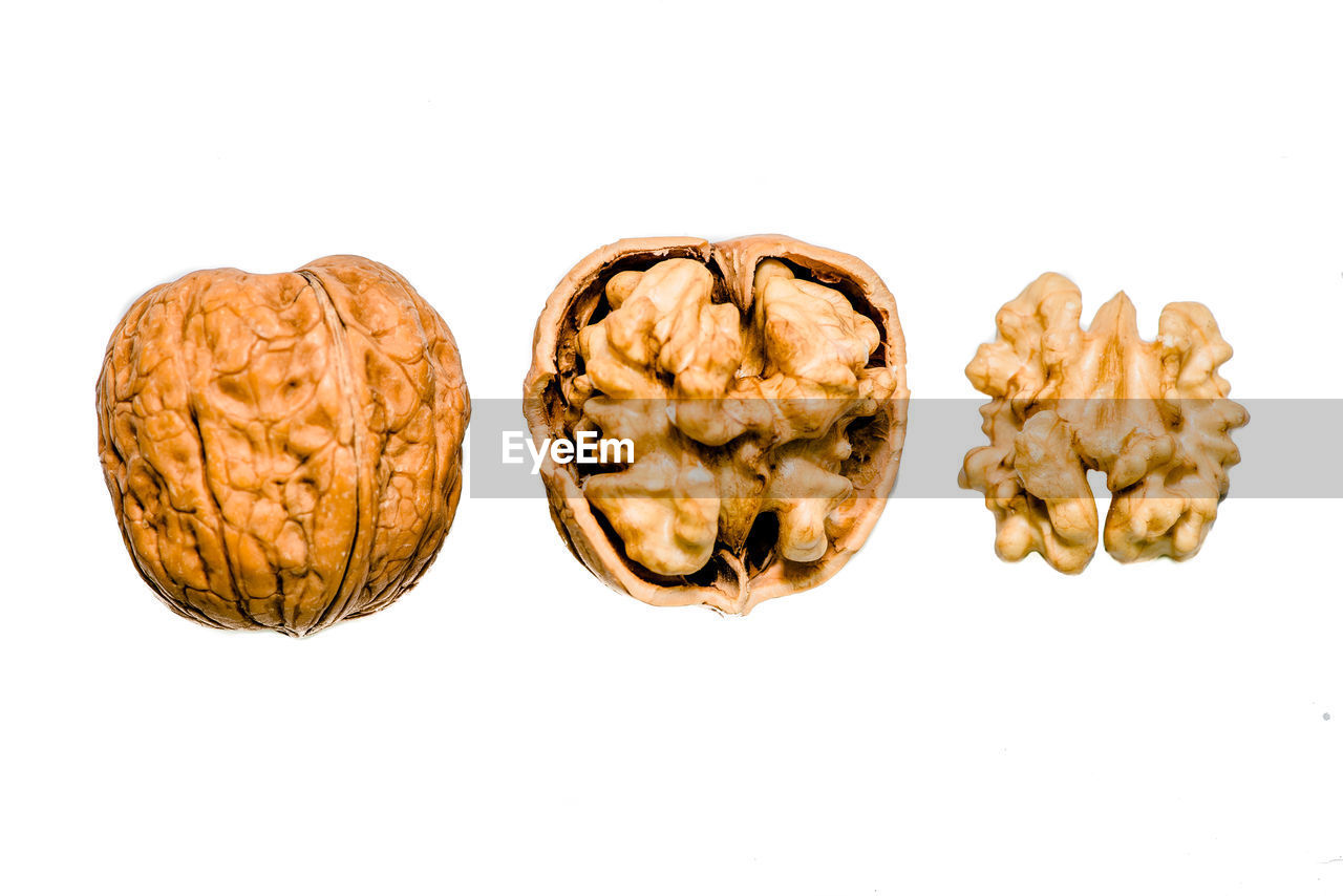 Isolated walnuts on white background