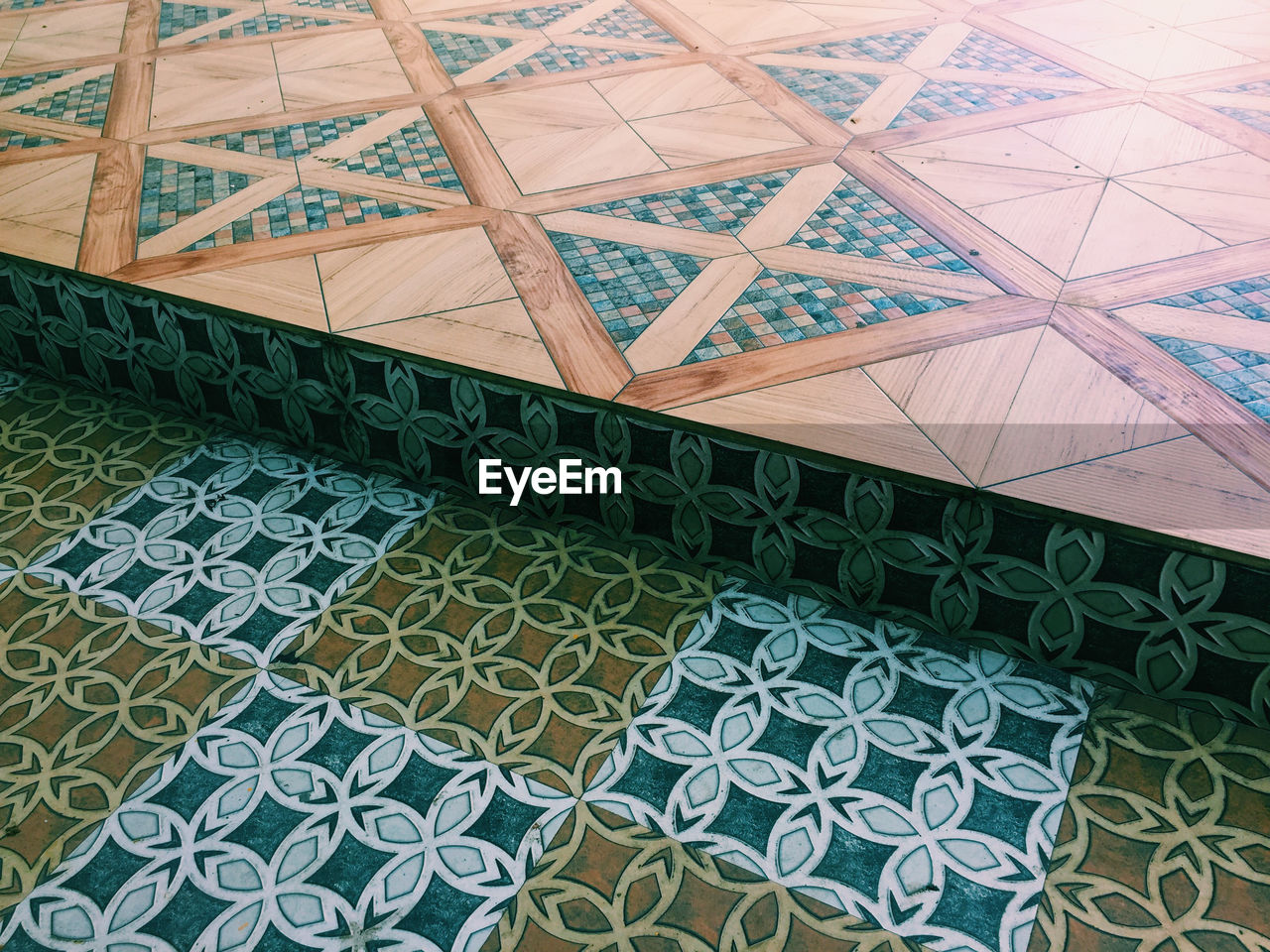 High angle view of patterned floor