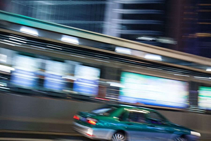 BLURRED MOTION OF TRAIN AT NIGHT