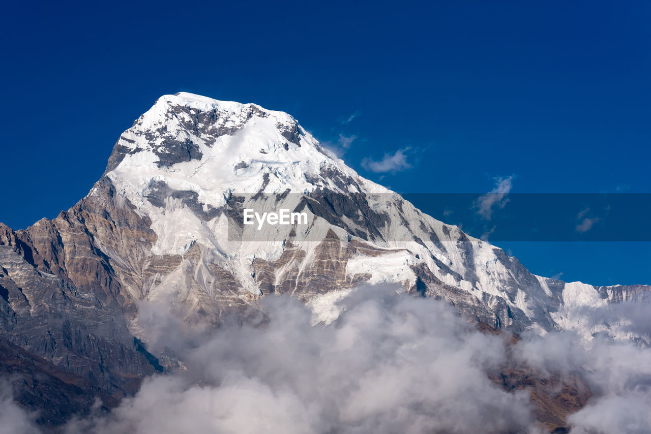 Nature view of himalayan mountain range at poon hill view point,nepal. 