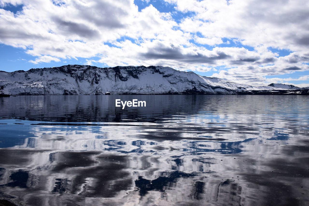 Scenic view of lake against sky