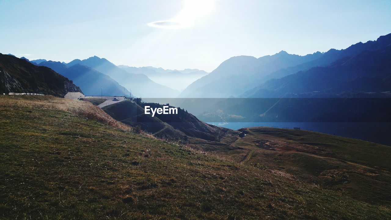 Scenic view of mountains against sky