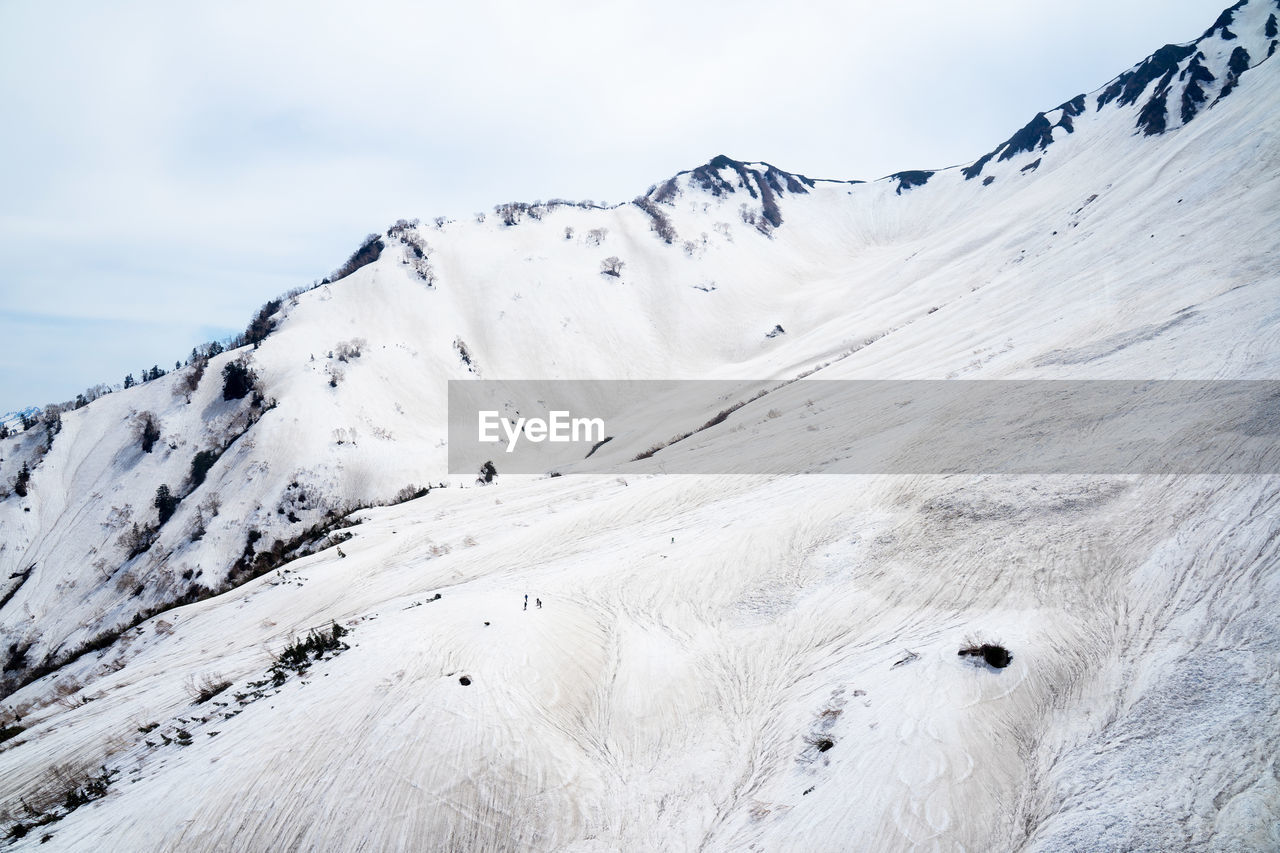 Scenic view of snow covered mountain against sky