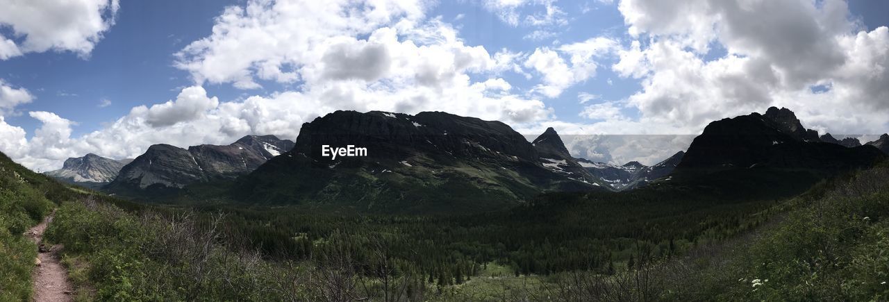PANORAMIC SHOT OF LANDSCAPE AND MOUNTAINS AGAINST SKY