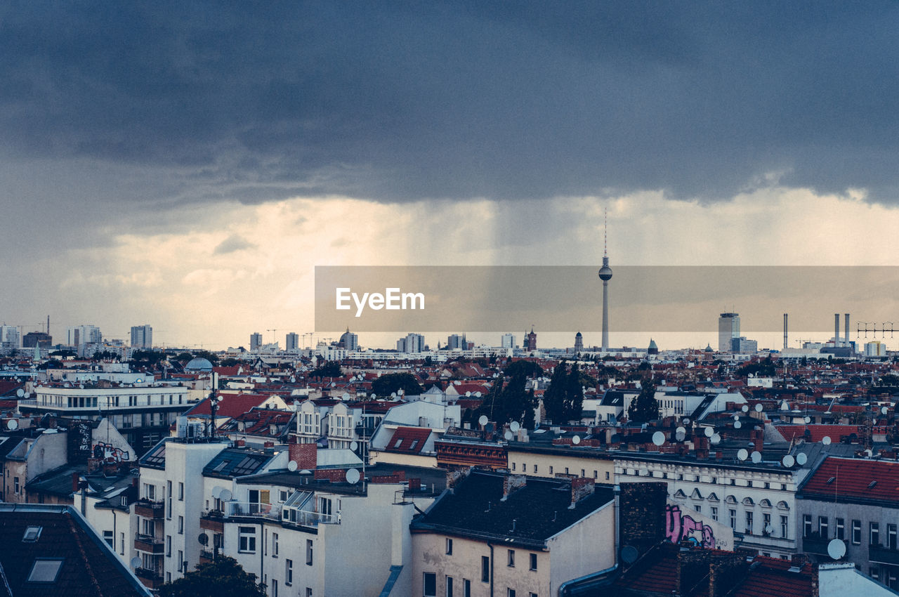 View of sky over city