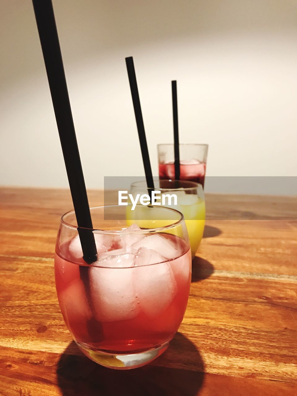 Drink in glasses on wooden table