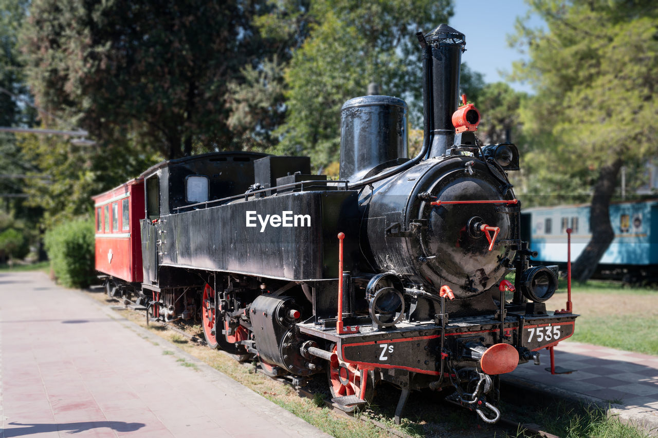 One of the trains in open-air museum of the railway park of kalamata