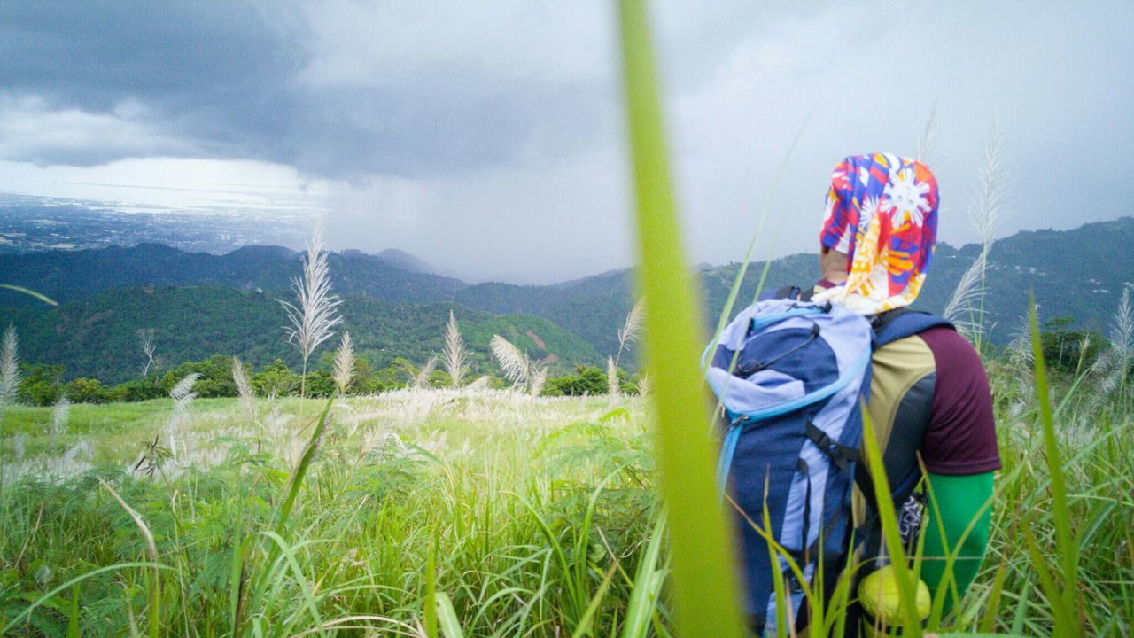 Hiker on field