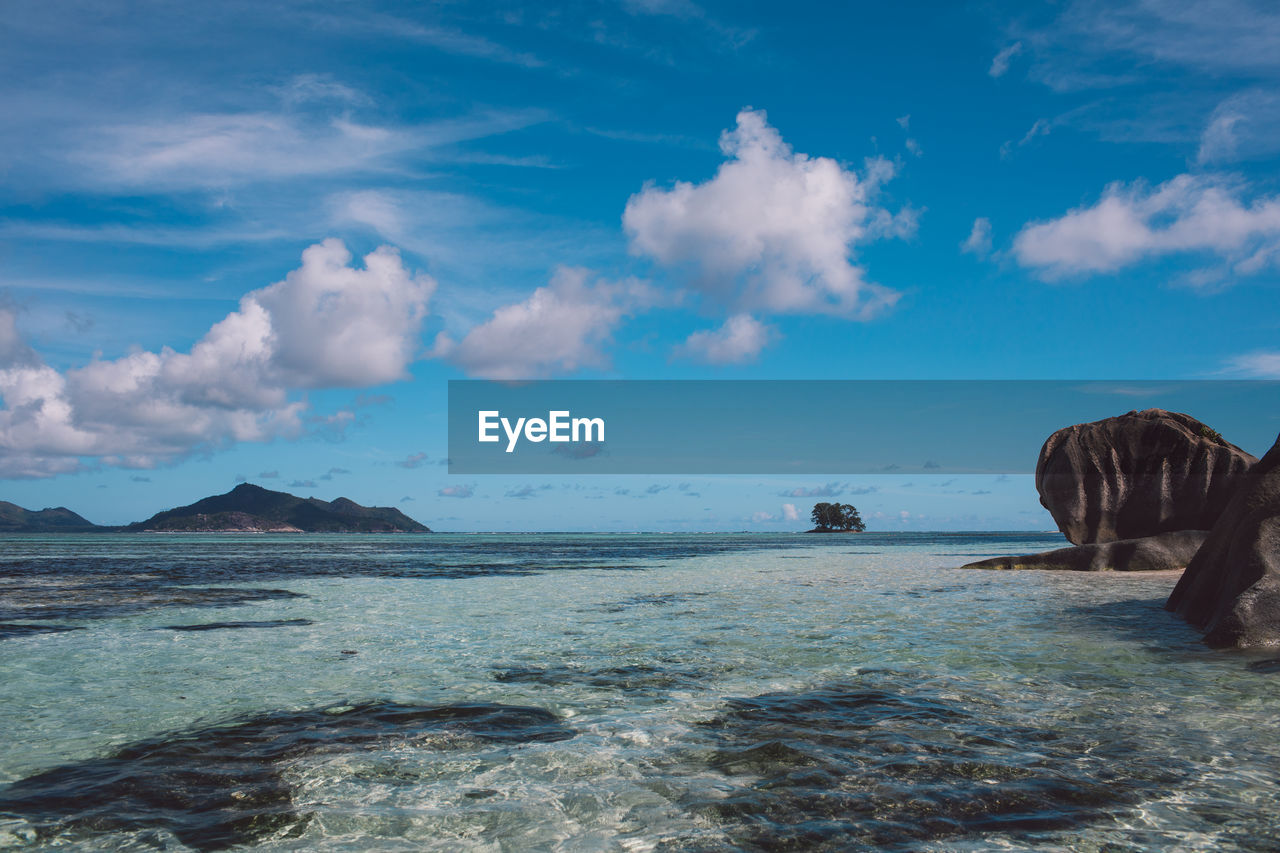 PANORAMIC VIEW OF SEA AND ROCKS AGAINST SKY