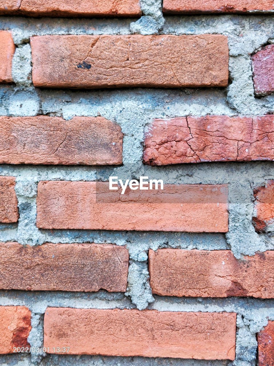 Eye level angle view of a brick wall structure