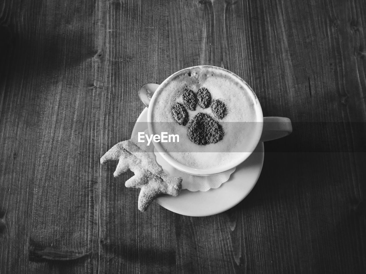 High angle view of coffee on table