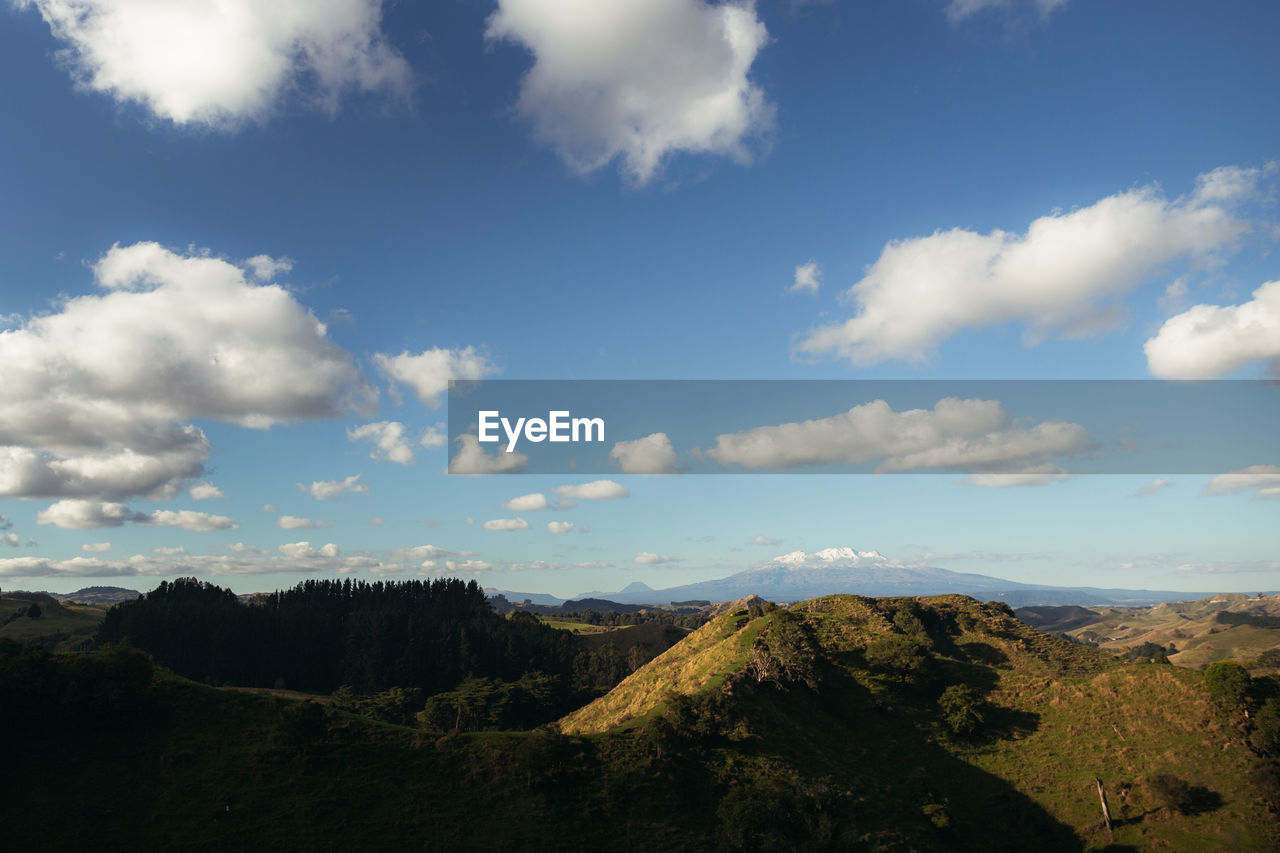 SCENIC VIEW OF LANDSCAPE AND MOUNTAINS AGAINST SKY