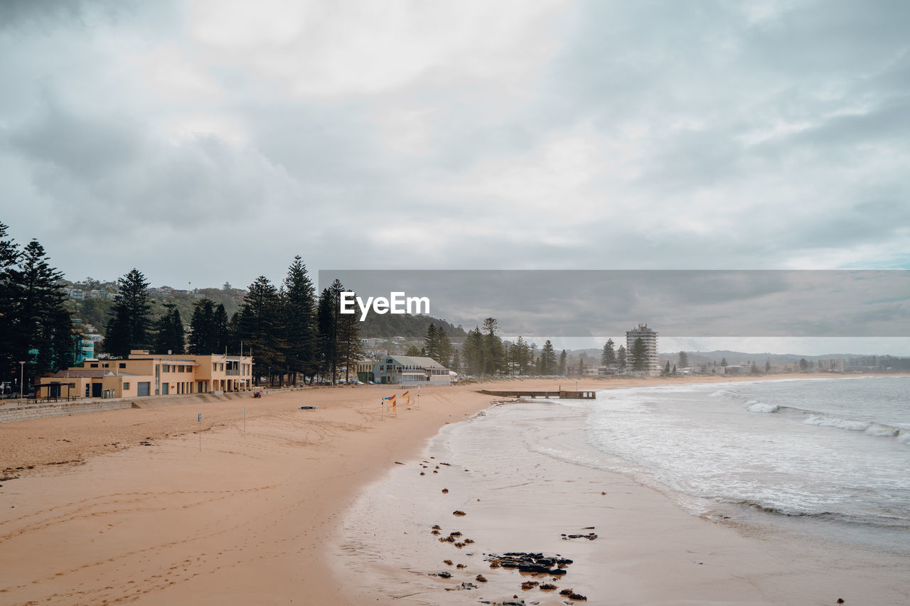 Scenic view of beach against sky