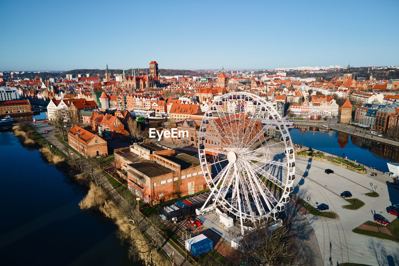 Aerial view of gdansk city in poland.