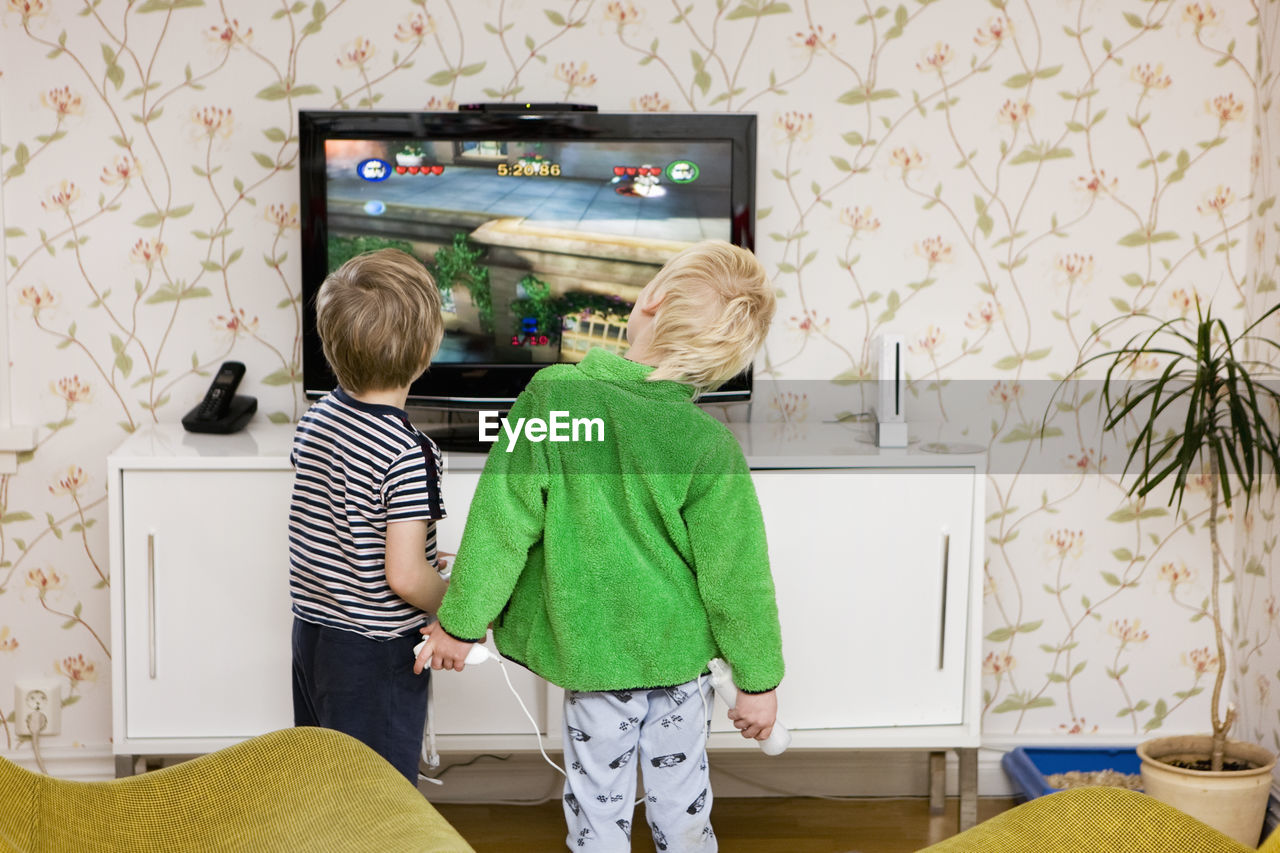 Boys playing video games, sweden