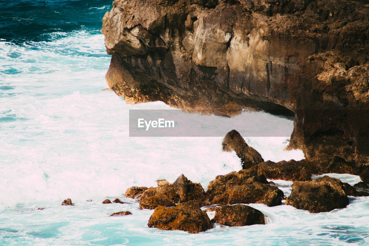 Rock formation in sea