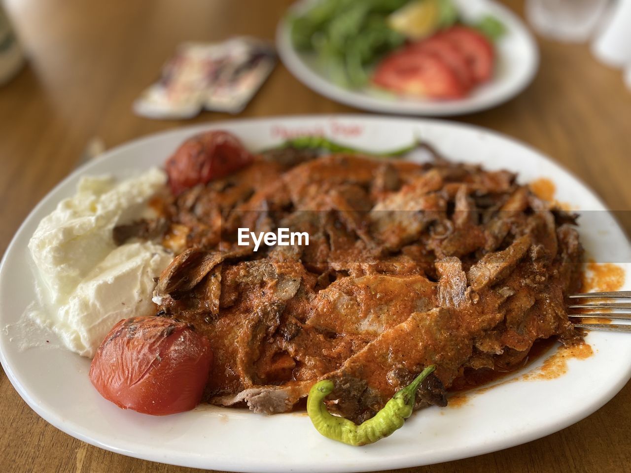 Close-up of food in plate on table