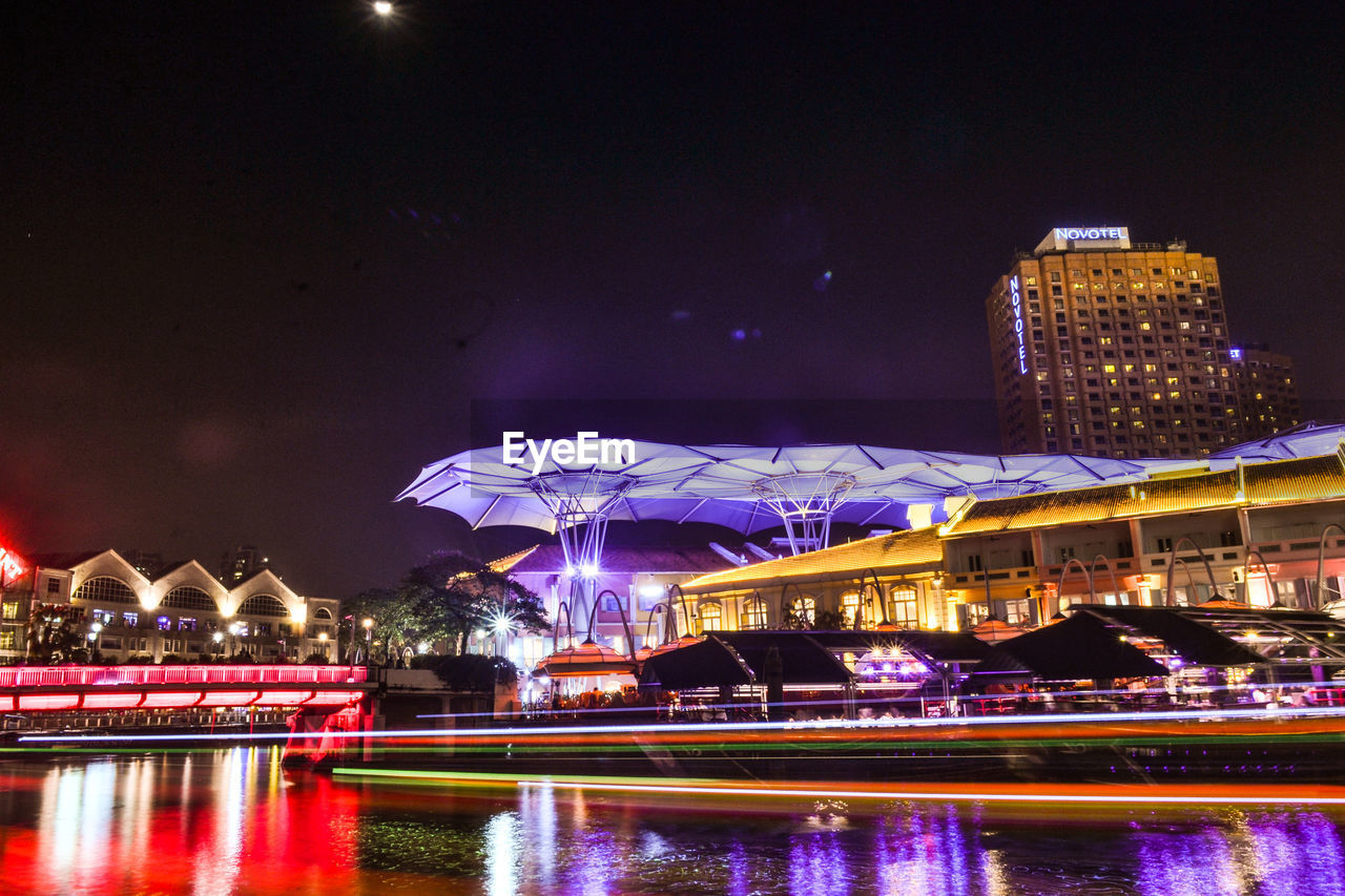 REFLECTION OF ILLUMINATED BUILDINGS IN WATER