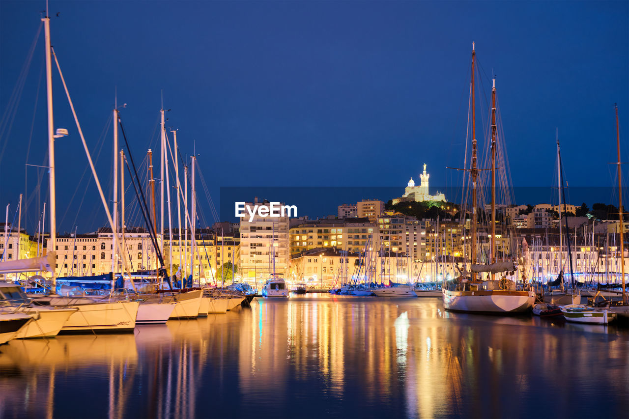 Marseille old port in the night. marseille, france