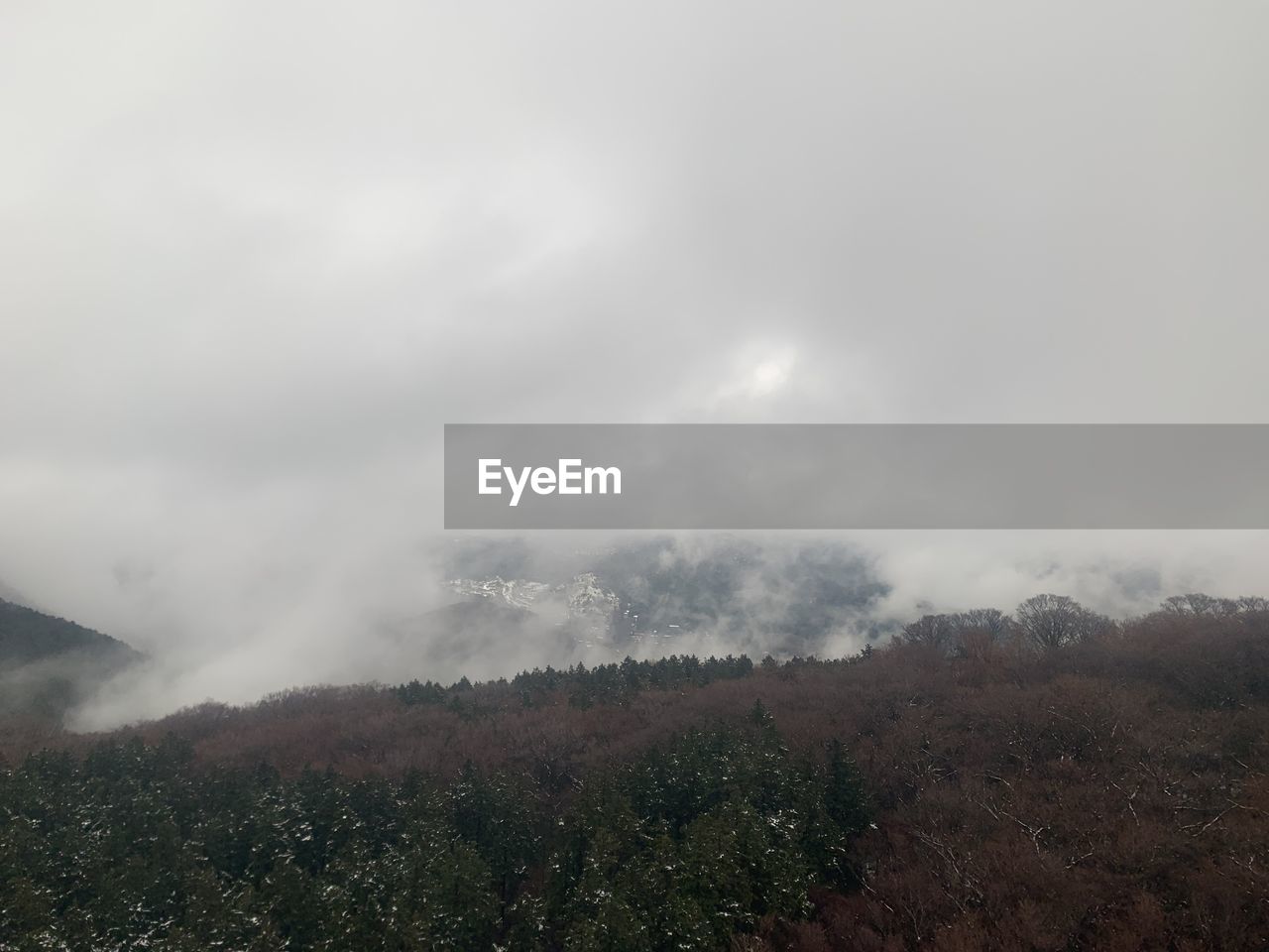 SCENIC VIEW OF LANDSCAPE AGAINST SKY DURING FOGGY WEATHER