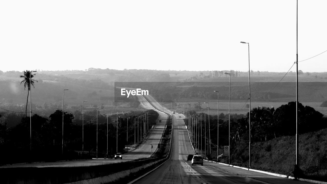 View of highway against clear sky