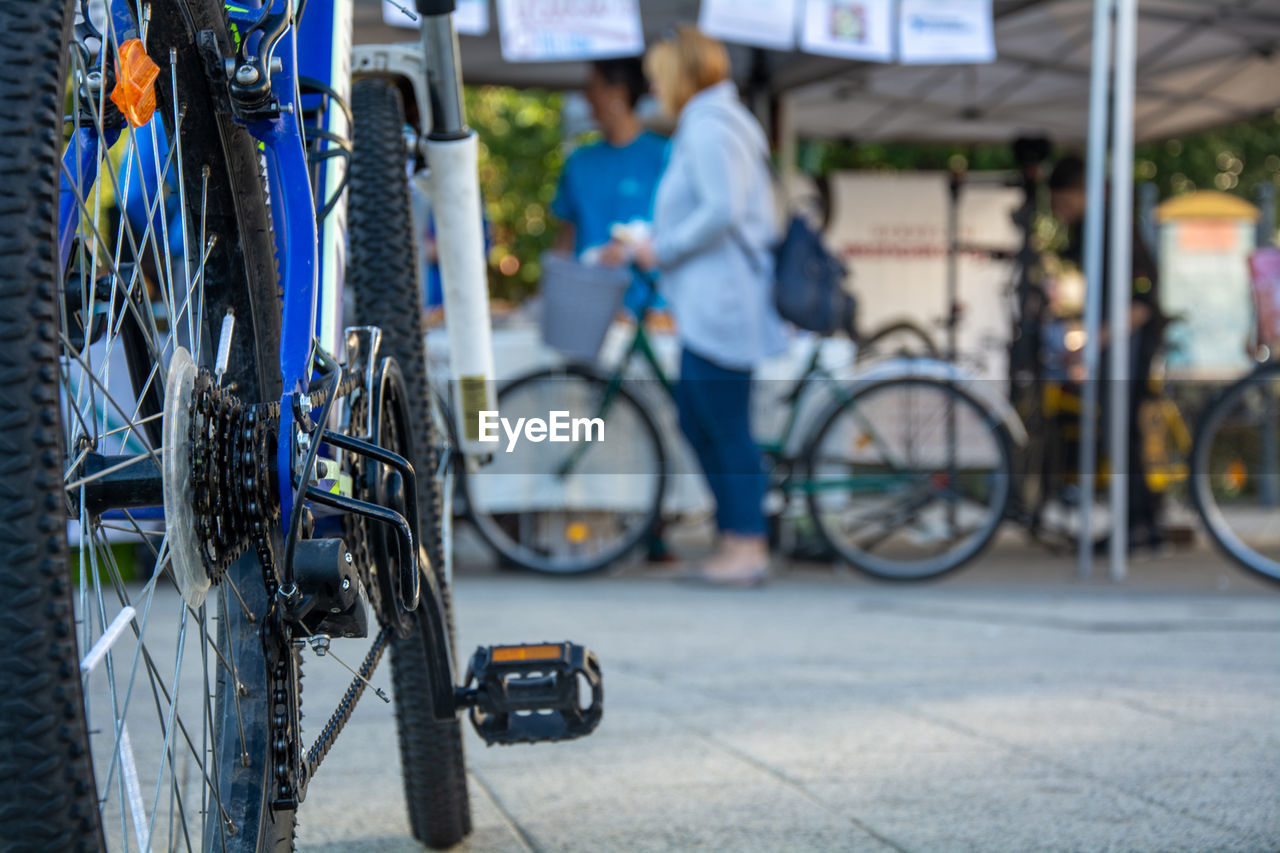 Bicycles on street in city