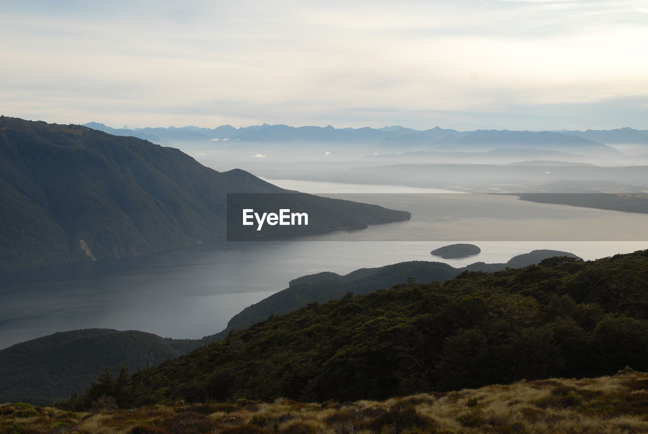 Scenic view of sea against cloudy sky