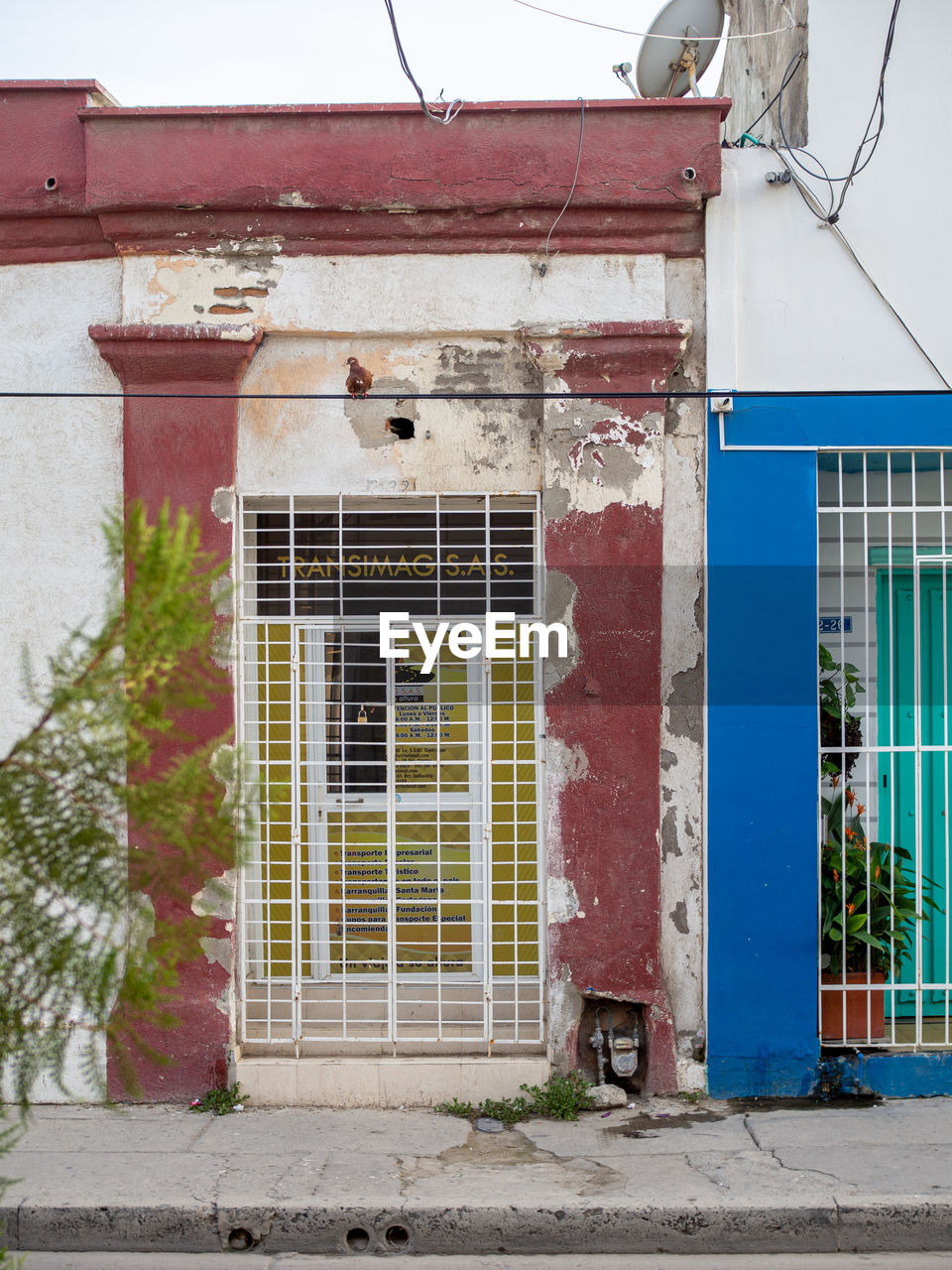 Facade with door of old building