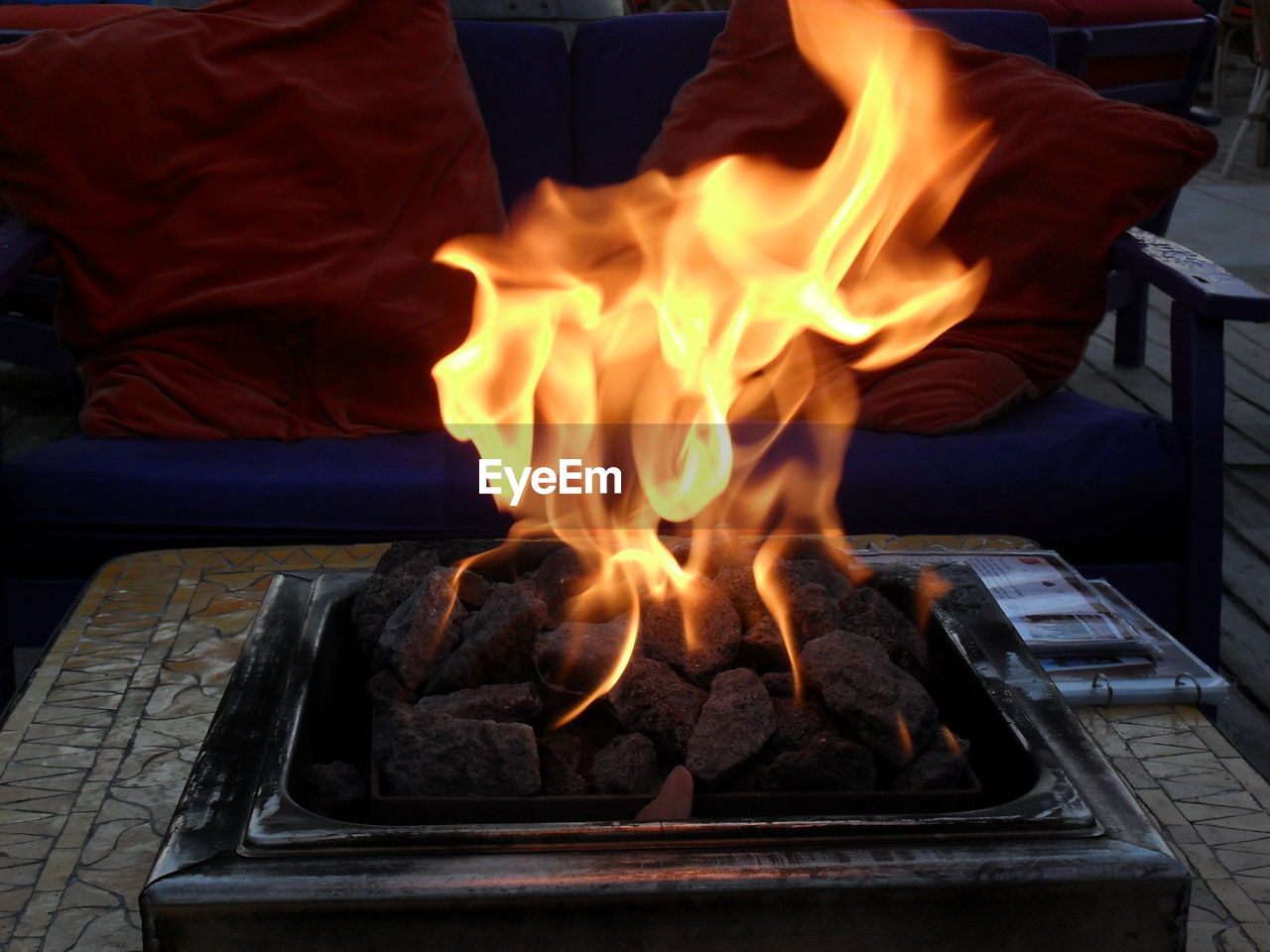 Close-up of fire pit
