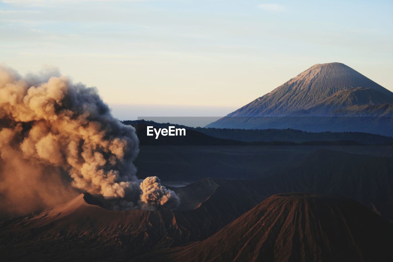 Sunrise with view on the bromo vulcano