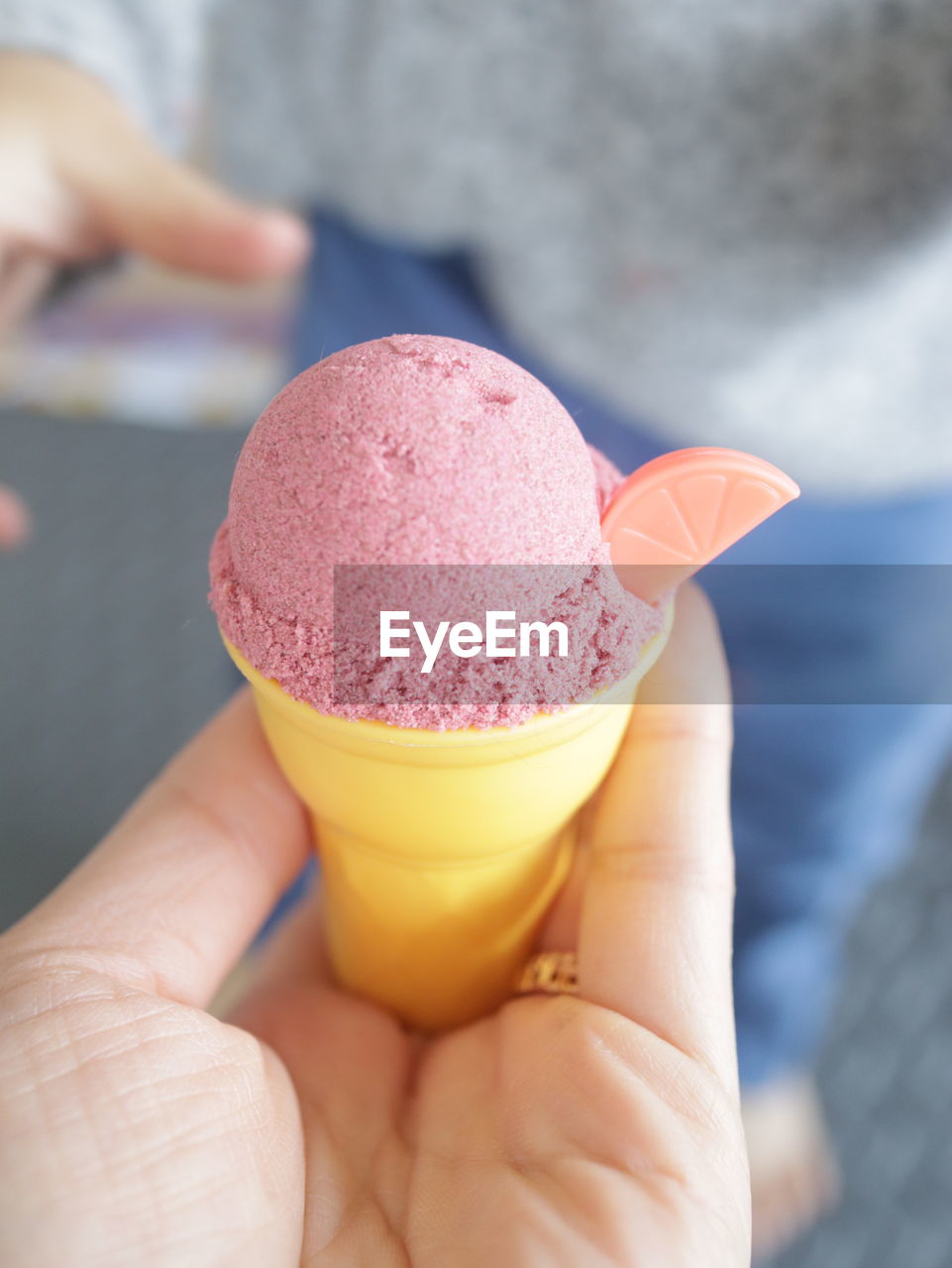 hand, holding, food, finger, food and drink, close-up, cone, adult, sweet food, dessert, pink, one person, sweet, ice cream cone, skin, focus on foreground, sweetness, ice cream, women, nail
