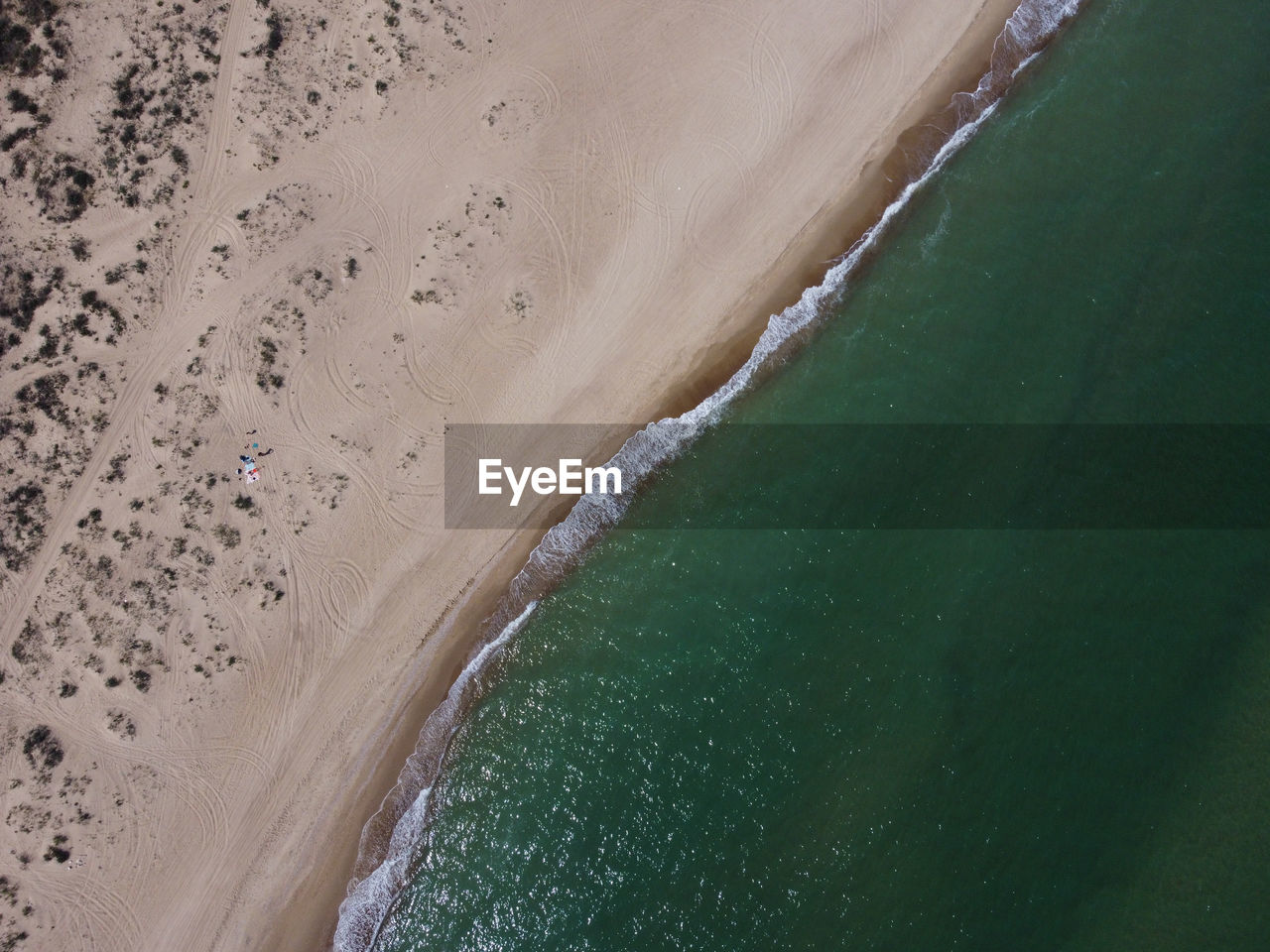 Top view aerial image from drone of an stunning beautiful sea landscape beach