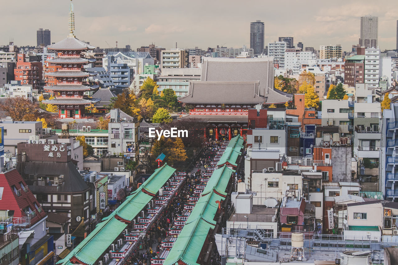 High angle view of city street