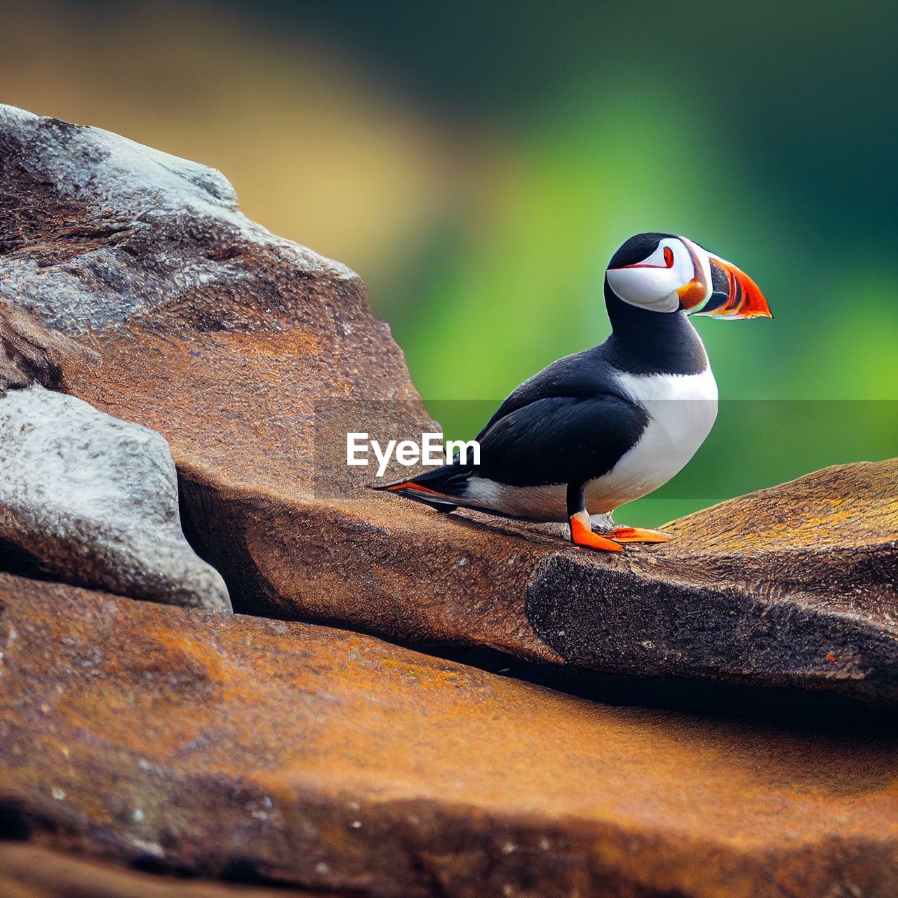 Close-up of bird perching on rock
