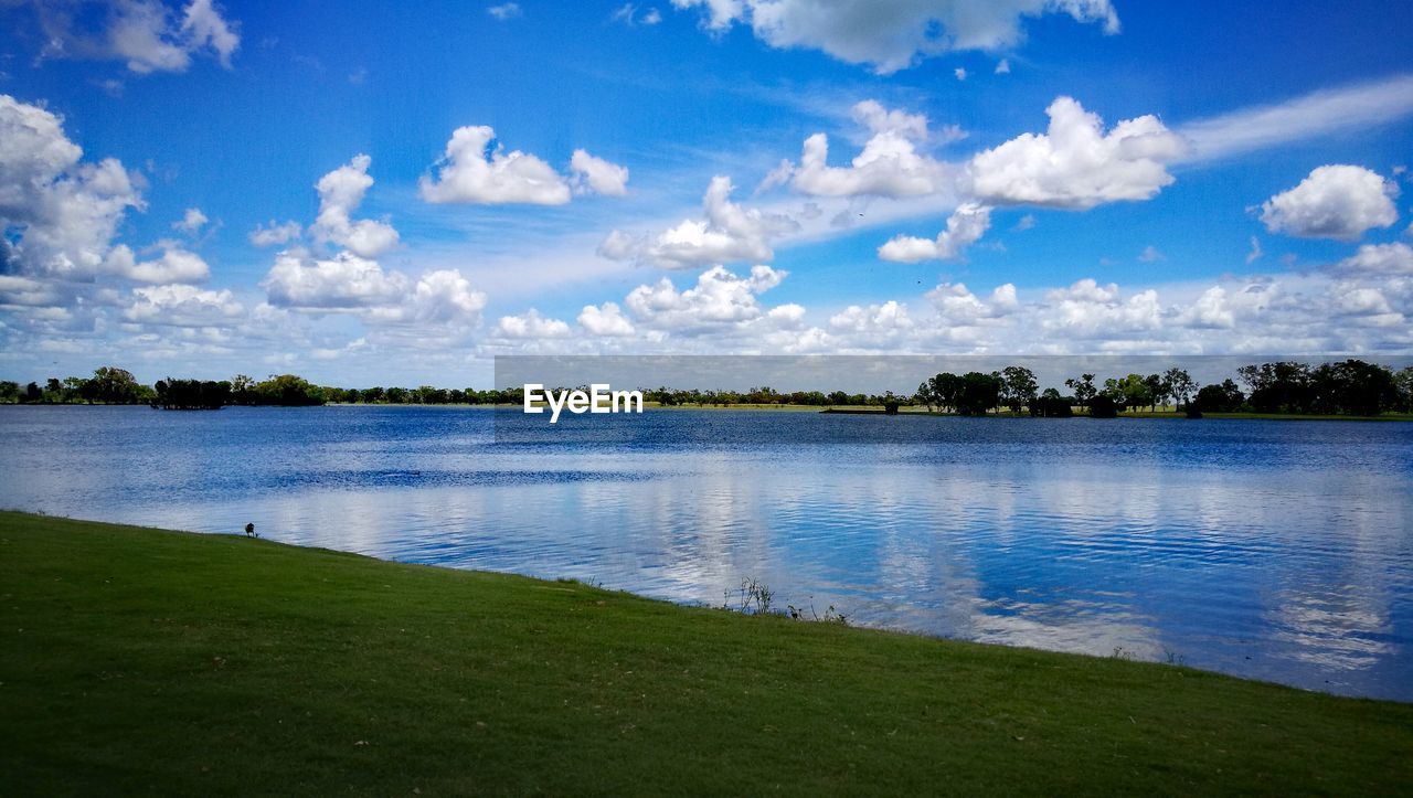 Scenic view of lake against sky