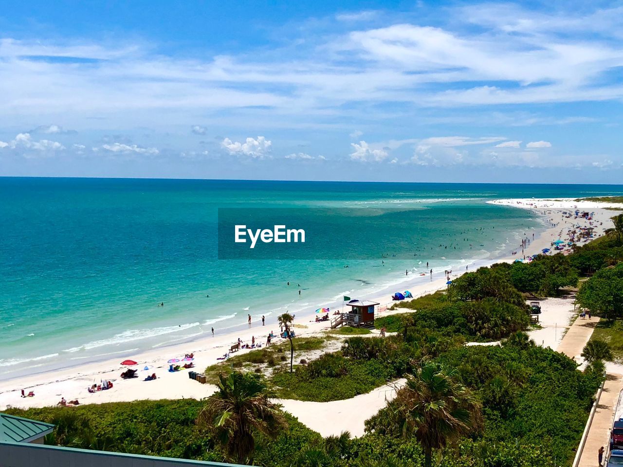 High angle view of beach against sky