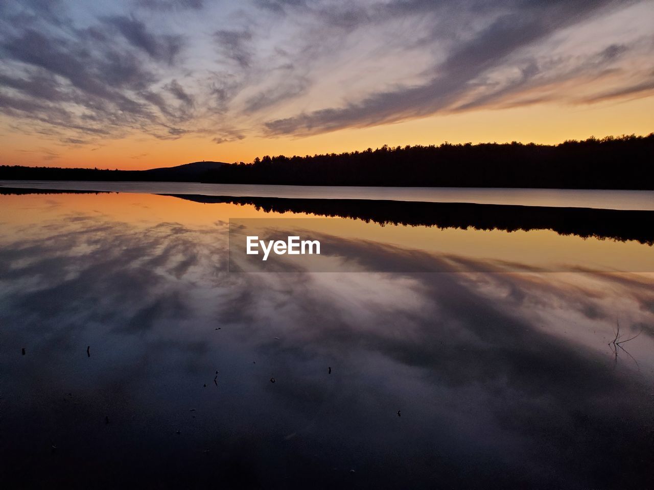 SCENIC VIEW OF SUNSET OVER LAKE