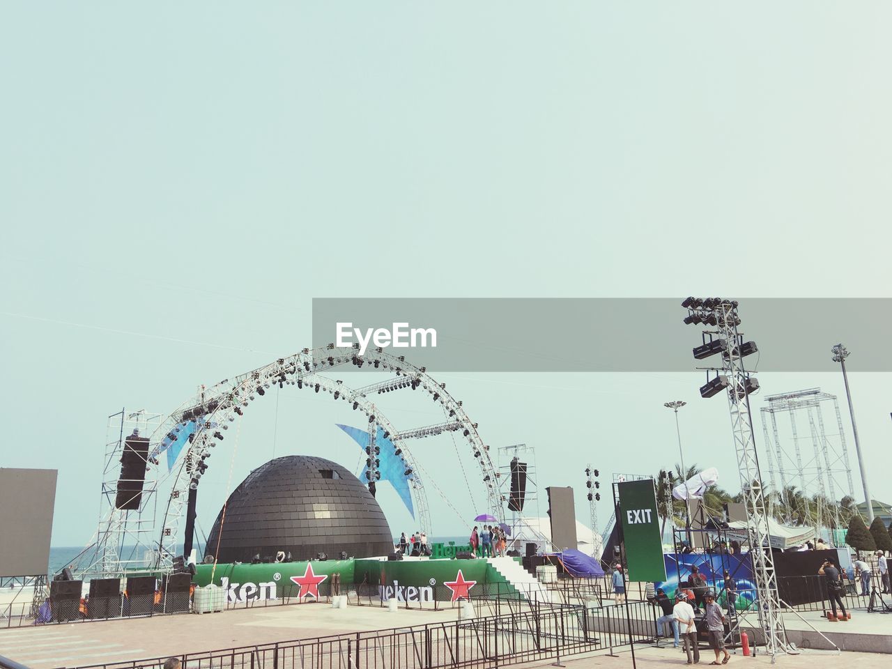 LOW ANGLE VIEW OF BUILT STRUCTURES AGAINST CLEAR SKY