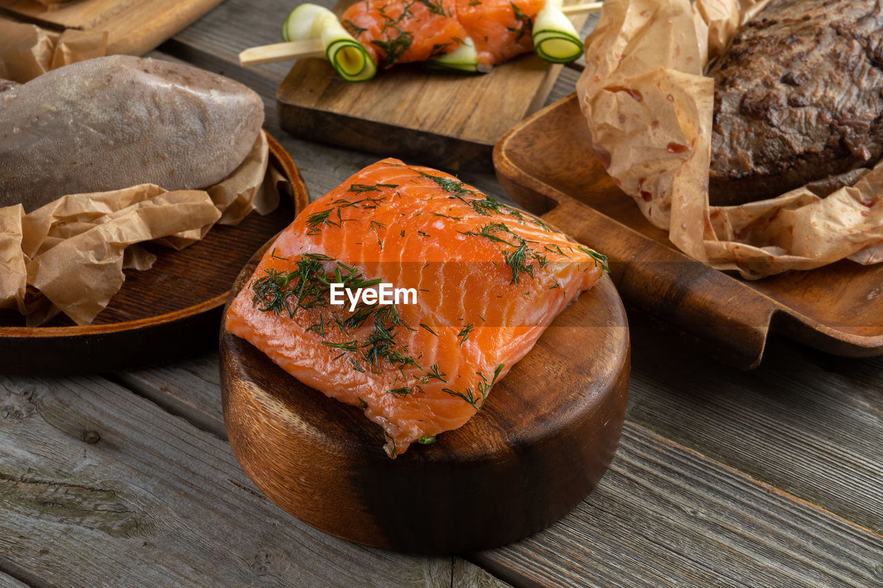 high angle view of food on table