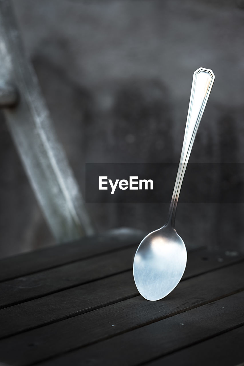 High angle view of spoon on table