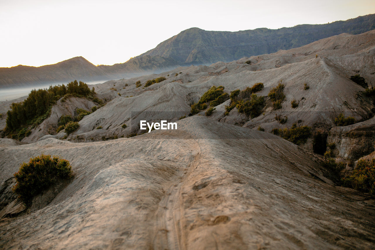 Scenic view of mountains against clear sky