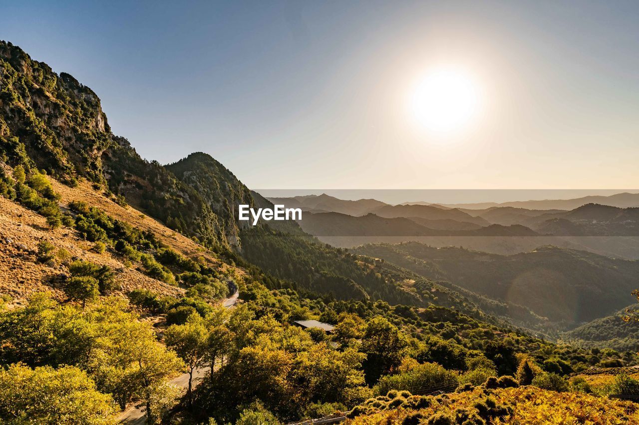 Scenic view of mountains against clear sky