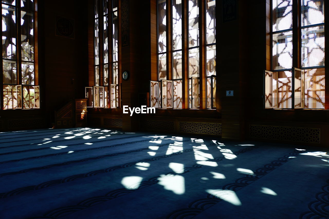 Sunlight falling on glass window of building