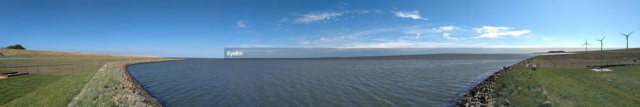 PANORAMIC VIEW OF SEA AGAINST CLEAR SKY