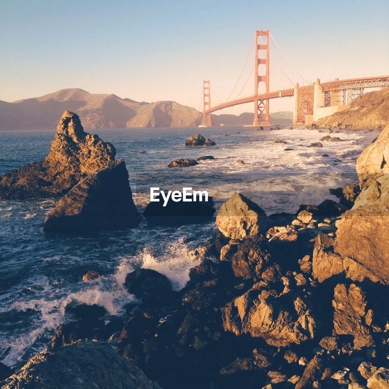 View of coastline and golden gate bridge