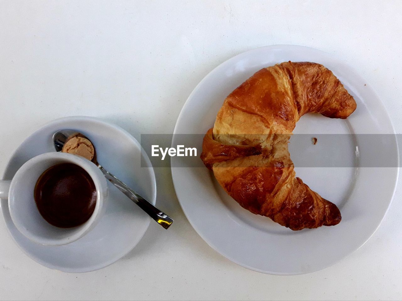 Directly above shot of breakfast served on table