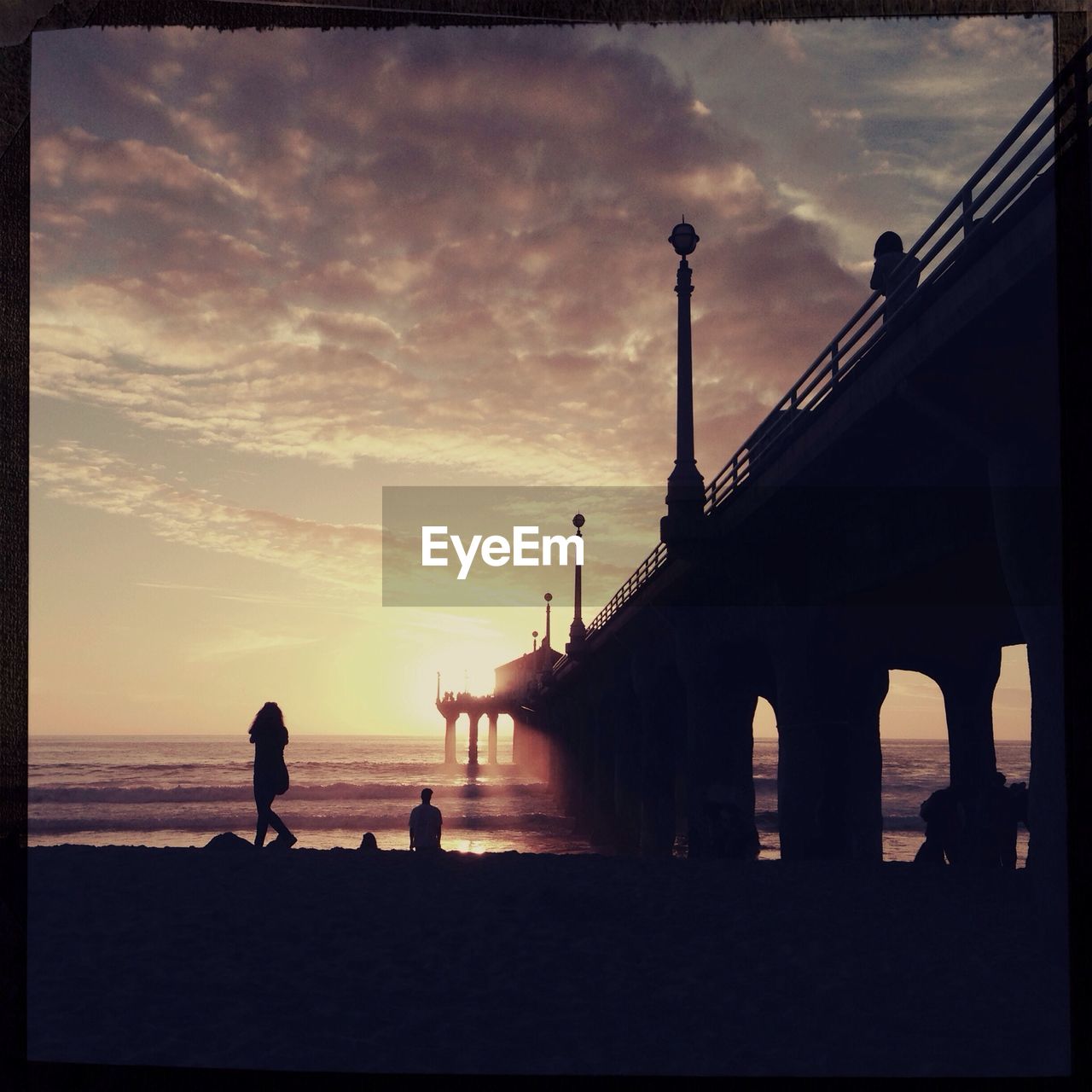 Manhattan beach pier at sunset