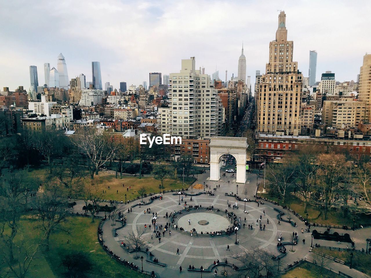 High angle of washington square park at a distance